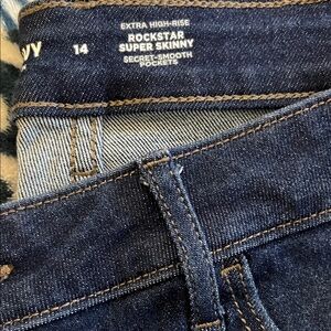 Old Navy Dark Blue extra high rise rock star super skinny jeans